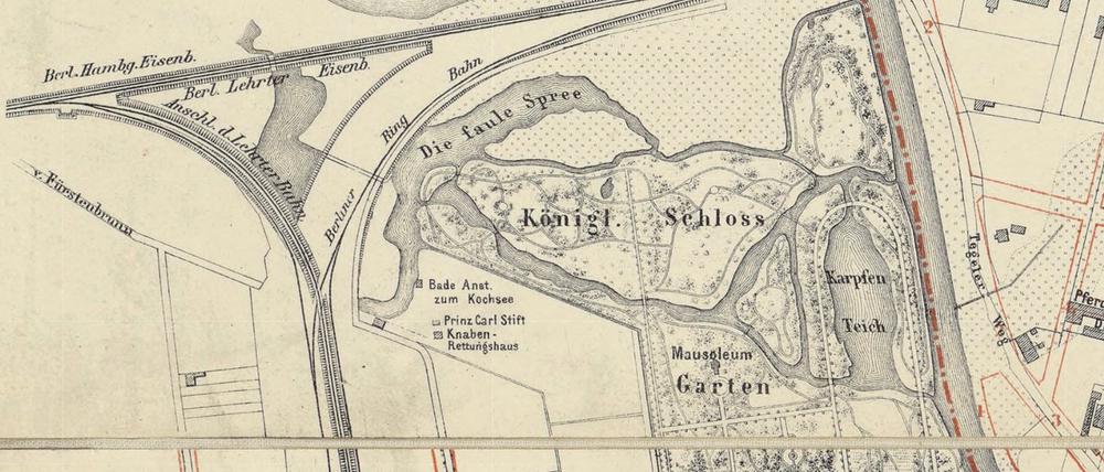 Direkt neben der „Faulen Spree“ befand sich die Görgs’sche Badeanstalt, wie man in dem Sineck Situations-Plan von 1891 sehen kann.