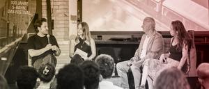 Klaus Wowereit, Lea Streisand und Dimitrij Schaad bei „Eine Runde Berlin“ live zum 100. Geburtstag der Berliner S-Bahn.