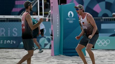 Nils Ehlers und Clemens Wickler kämpfen am Samstag um Beachvolleyball-Gold. 
