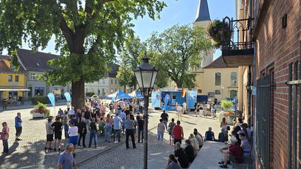 Wahlkundgebung der AfD in Zossen im Landkreis Teltow-Fläming am Sonntag (11.8.) unter anderem mit dem Spitzenkandidaten Christoph Berndt.