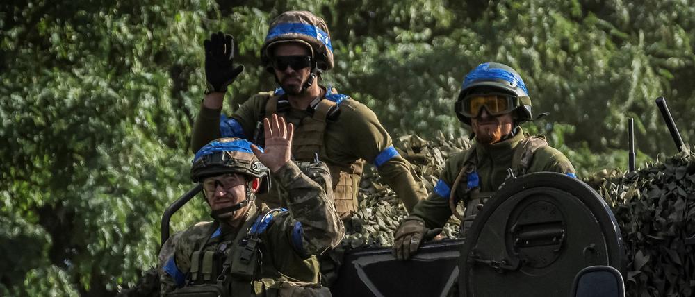 Ukrainische Soldaten im Gebiet Sumy kurz vor der russischen Grenze.
