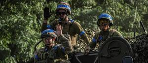 Ukrainische Soldaten im Gebiet Sumy kurz vor der russischen Grenze.