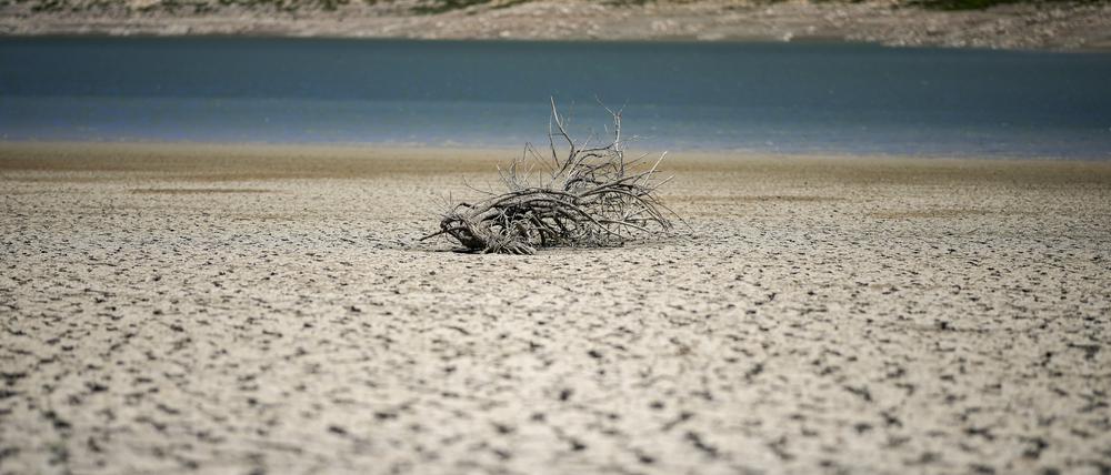 Der Fanaco-See, der einen großen Teil des südlichen Siziliens mit Wasser versorgt, zeigt einen extrem niedrigen Wasserstand nach einem Winter mit sehr geringen Niederschlägen.