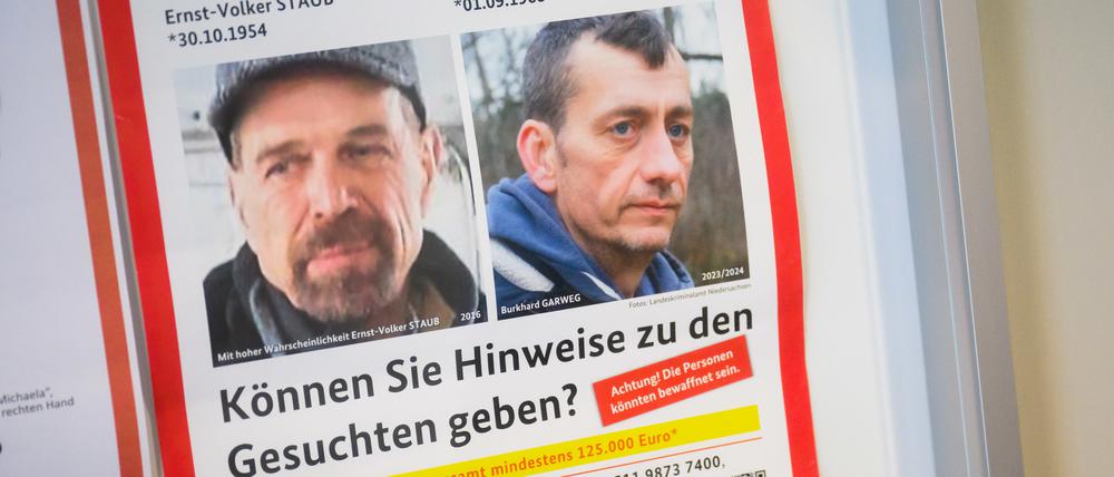 Die Suche nach den früheren RAF-Mitgliedern Staub und Garweg geht weiter.