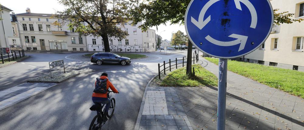 Im Kreisverkehr am Lutherplatz kommt es immer wieder zu Fahrradunfällen.