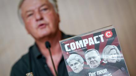 Jürgen Elsässer, «Compact»-Chefredakteur, gibt eine Pressekonferenz zur Aufhebung des Verbots der Zeitschrift ·Compact· durch das Bundesverwaltungsgericht.