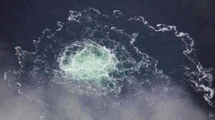 Eine Luftaufnahme über den Nord-Stream-Leak
