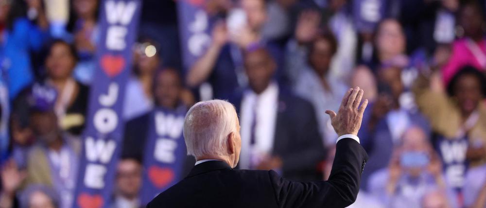 US-Präsident Joe Biden bei seiner Rede auf dem Parteitag der US-Demokraten in Chicago.