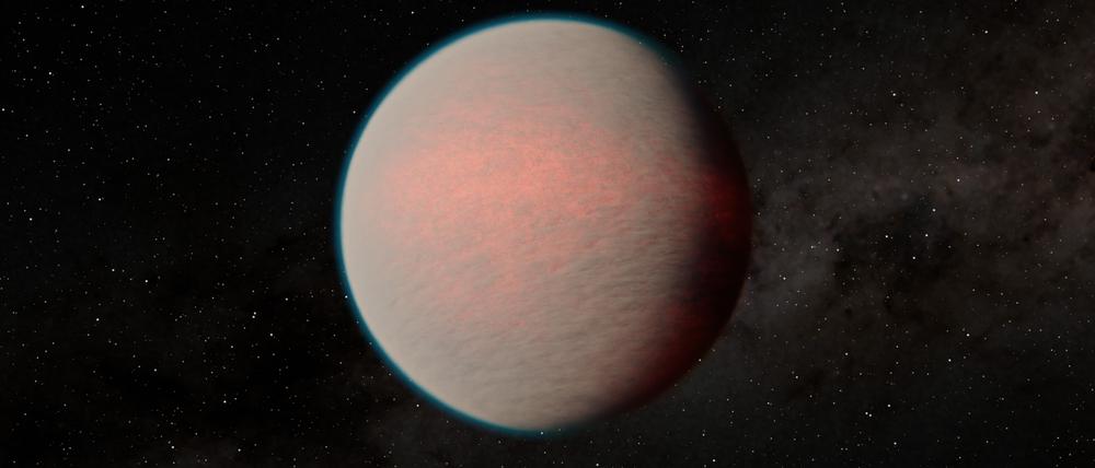 Der erdähnliche Exoplanet GJ 1214 b ist von einem Magmaozean bedeckt, doch darunter könnten große Wasservorräte lagern.