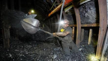Ein Minenarbeiter in einer Kohle-Mine im Donbas.