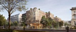 Ein Holzbau mit Solarpanelen: Der Erweiterungsbau für das Umweltministerium soll besonders nachhaltig sein.