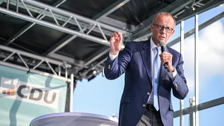 Friedrich Merz bei einer Wahlkampfveranstaltung in Thüringen.