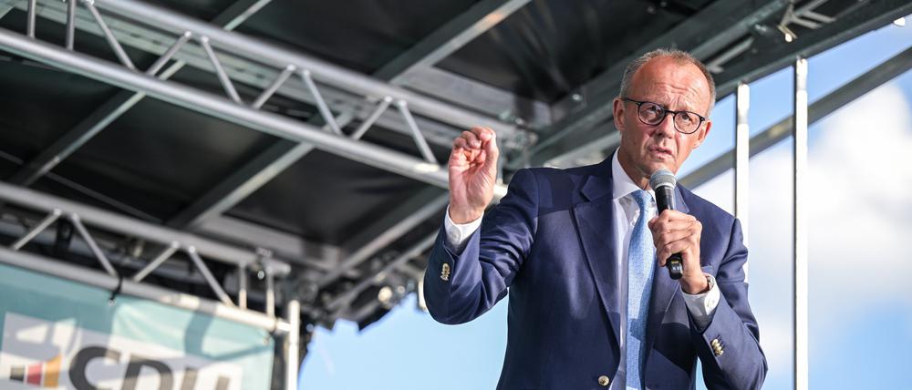 Friedrich Merz bei einer Wahlkampfveranstaltung in Thüringen.