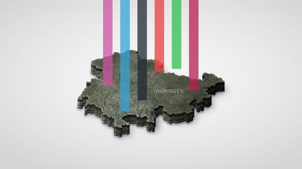 Aufmacherbild zu: aktuelle Wahlumfragen in Thüringen zum 23.8.2024 – NUR EINMALIGE VERWENDUNG!Zahlengrundlage: Politbarometer : https://www.forschungsgruppe.de/Aktuelles/PB-Extra_Sachsen_und_Thueringen/