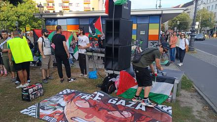 Anti-Israel-Protestveranstaltung am Südstern in Berlin.