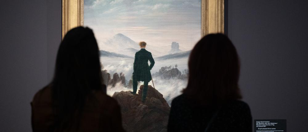 Caspar David Friedrichs berühmtes Gemälde „Der Wanderer über dem Nebelmeer“ in Dresden.