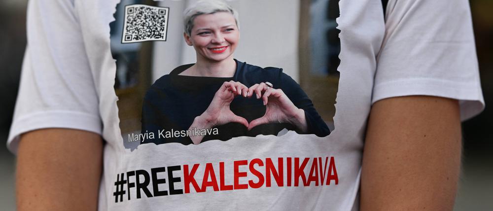 Solidaritätsaktion für Maria Kolesnikowa und andere politische Gefangene in Belarus am 9. August 2024 im polnischen Krakau. 