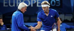 Mit Alexander Zverev (r.) im Team hat Kapitän Björn Borg beim Laver Cup stets mit Team Europa triumphiert. 