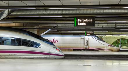 Züge der spanischen Bahngesellschaft RENFE in Barcelona.