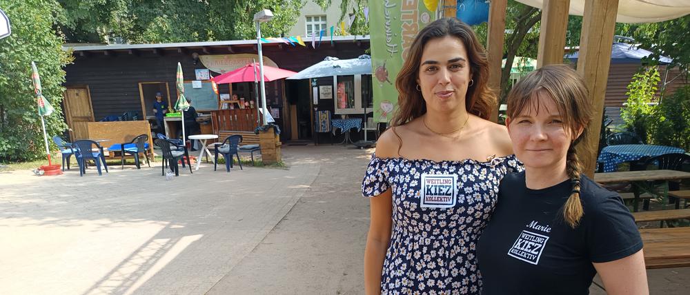 Nadije Füssel (l.) und Marie Hoffmann engagieren sich bei Weitlingkiez-Kollektiv.