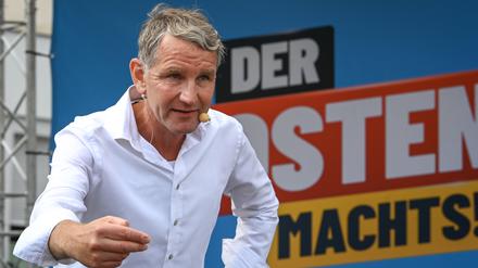 Der thüringische AfD-Spitzenkandidat Björn Höcke am 25. August bei einem Wahlkampfauftritt in Bad Frankenhausen.