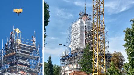 Turmkrönung der Schlosskirche Buch.