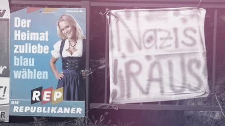Zwischen blau und braun. Neben der Parteifarbe gibt es weitere Parallelen zwischen „Republikanern“ und AfD.