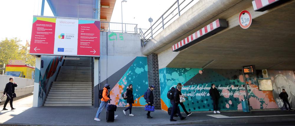 Die Brücke am Bahnhof Golm war 2021 künstlerisch gestaltet worden.