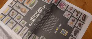 Eine ganze Seite der Frankfurter Allgemeinen Zeitung ist mit der Edeka Anzeige „Warum bei Edeka Blau nicht zur Wahl steht.“ bedruckt. 