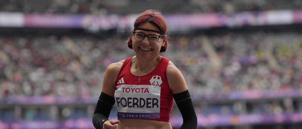 Isabelle Foerder nach ihrem 100 Meter Finale bei den Paralympics in Paris.