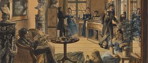 Bildung und Klassik über alles. Carl Friedrich Zimmermanns „Berliner Wohnzimmer“ aus dem Jahr 1816. Hier ist die Bieder-Welt im Ideal dargestellt.