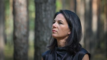 Annalena Baerbock (Bündnis 90/Die Grünen) informiert sich in ihrer Funktion als Brandenburger Bundestagsabgeordnete bei Jüterbog über den aktuellen Stand des Forschungsprojektes Pyrophob. Der Name steht für feuerabweisend.