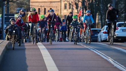 Fahrradbus in Halle/Saale.