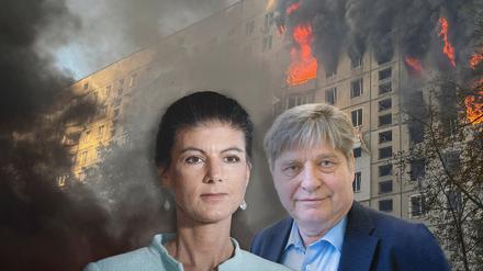 Sahra Wagenknecht (links) und der Osteuropa-Historiker Klaus Gestwa (Fotomontage).