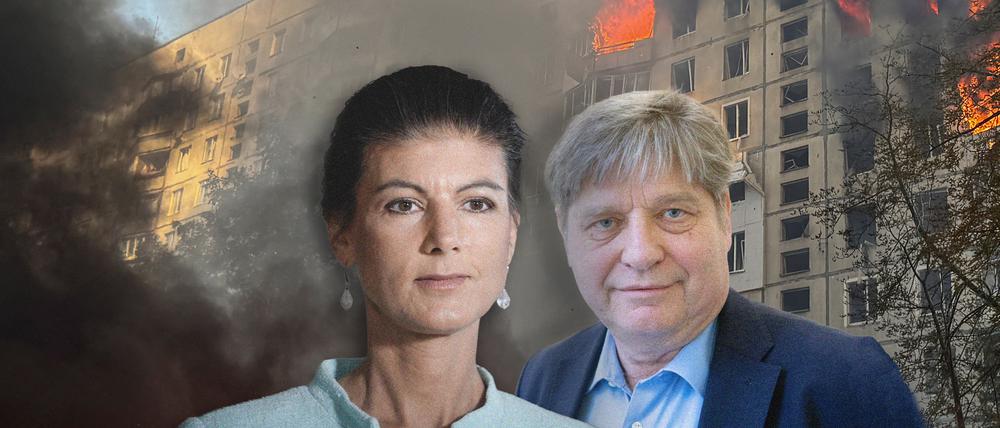 Sahra Wagenknecht (links) und der Osteuropa-Historiker Klaus Gestwa (Fotomontage).