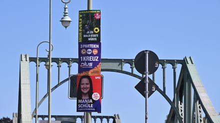 Wahlplakate zur Landtagswahl in Brandenburg.