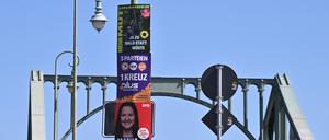 Wahlplakate zur Landtagswahl in Brandenburg.
