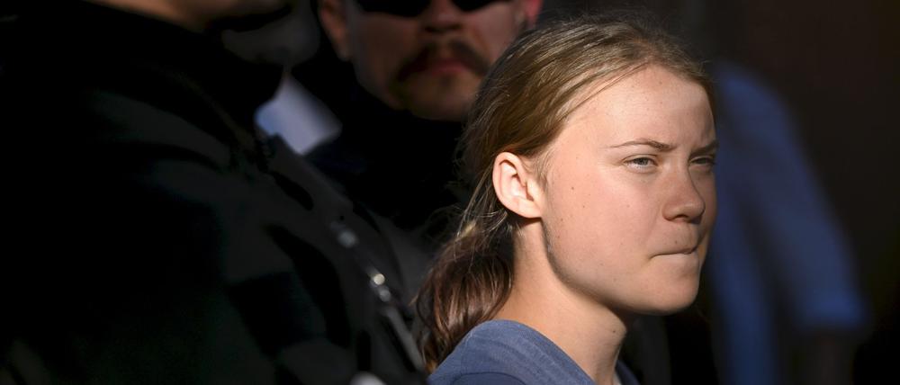 Greta Thunberg - hier bei einer Demonstration in Finnland - ist Berichten zufolge in Dänemark festgenommen worden. (Archivbild)