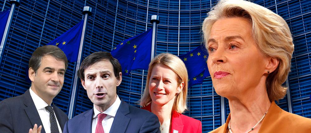 Kommissionschefin Ursula von der Leyen führt die EU künftig voraussichtlich unter anderem mit Raffaele Fitto, Wopke Hoekstra und Kaja Kallas.