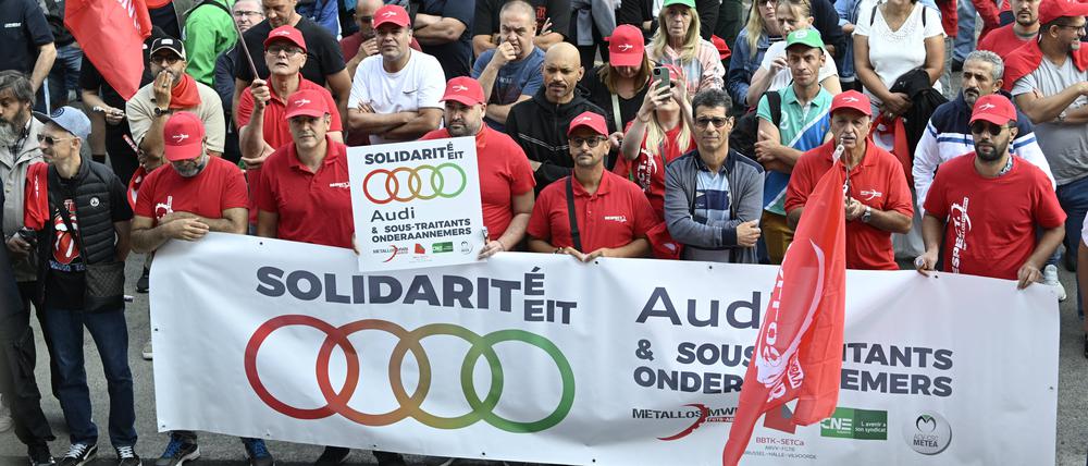 Protest vor dem Audi-Werk in Brüssel am 20. August.