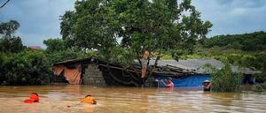 Überflutete Ortschaft in der nordvietnamesischen Provinz Bac Ninh, durch die der Super-Taifun „Yagi“ zog.