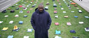 Schauspieler Idris Elba bei der Vorstellung seiner Kampagne „Don’t Stop Your Future“ auf dem Parliament Square in Westminster im Zentrum Londons. Elba fordert das sofortige Verbot von Macheten und sogenannten Zombiemessern.