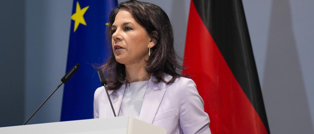 Außenministerin Annalena Baerbock spricht auf der Botschafterkonferenz im Auswärtigen Amt.