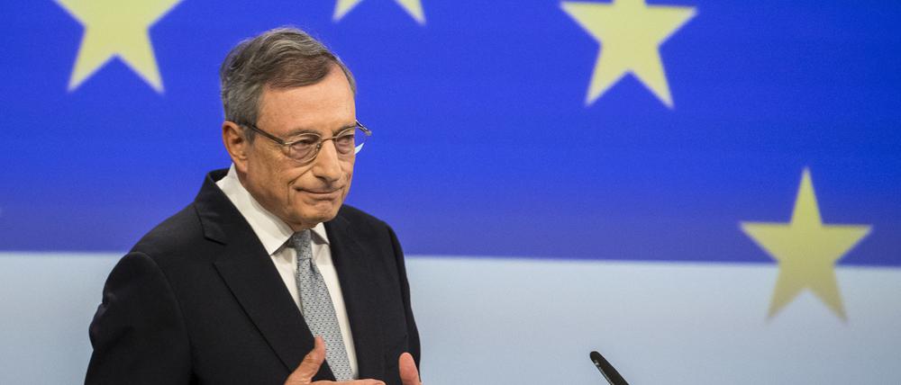 Mario Draghi, ehemaliger Präsident der Europäischen Zentralbank, präsentiert auf einer Pressekonferenz seinen Bericht über Europas Wettbewerbsfähigkeit.