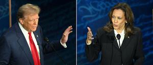 Der ehemalige US-Präsident und republikanische Präsidentschaftskandidat Donald Trump (L) und die US-Vizepräsidentin und demokratische Präsidentschaftskandidatin Kamala Harris