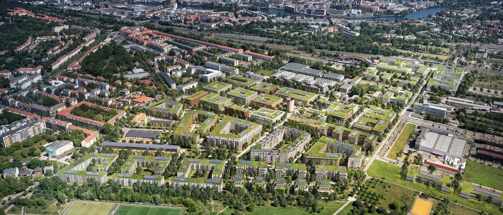1800 Wohnungen, eine Schule, zwei Kitas und Gewerbeflächen entstehen auf dem 21 Hektar großen Areal. 