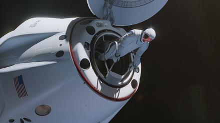 Diese von SpaceX via AP zur Verfügung gestellte Illustration zeigt einen Weltraumspaziergang aus der Dragon-Kapsel.