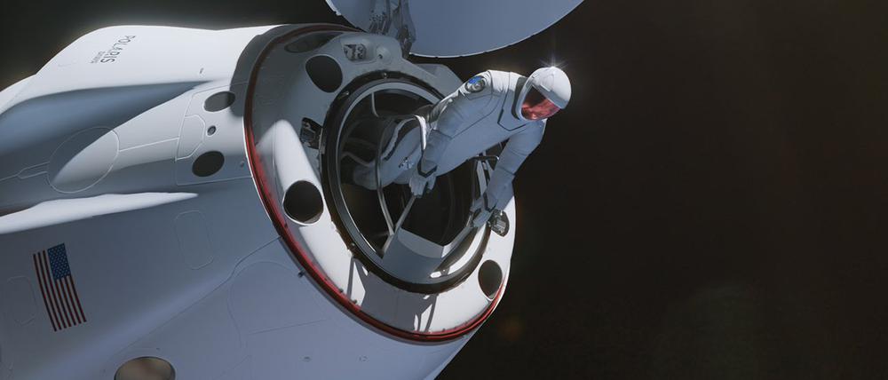 Diese von SpaceX via AP zur Verfügung gestellte Illustration zeigt einen Weltraumspaziergang aus der Dragon-Kapsel.