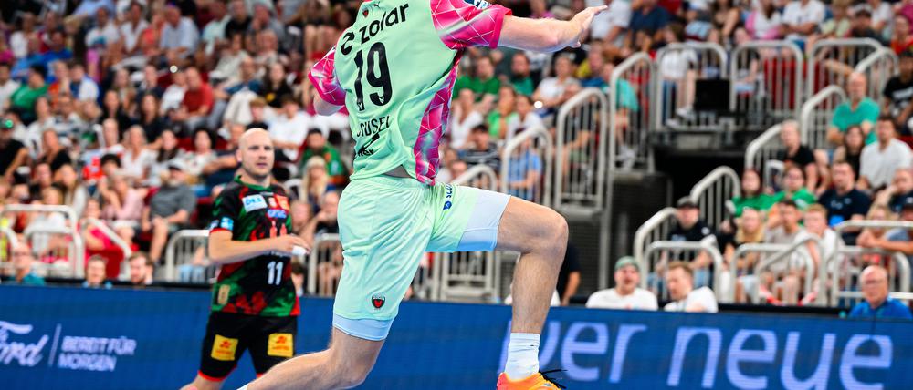 Anlaufprobleme. Mathias Gidsel (Berlin), hier in einem Spiel in Magdeburg.