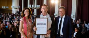 Arnold Schwarzenegger bei der Verleihung der Ehrendoktorwürde an der Hertie-School.